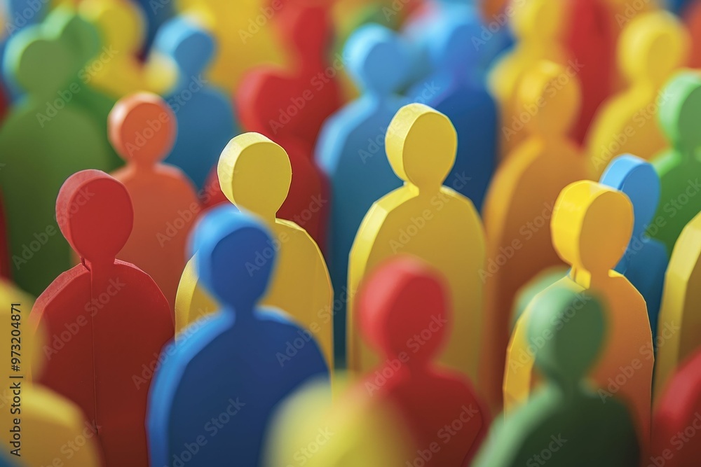 A large crowd of diverse people in paper cut-out style. Beautiful simple AI generated image A large crowd of diverse people in paper cut-out style. Beautiful simple AI generated image