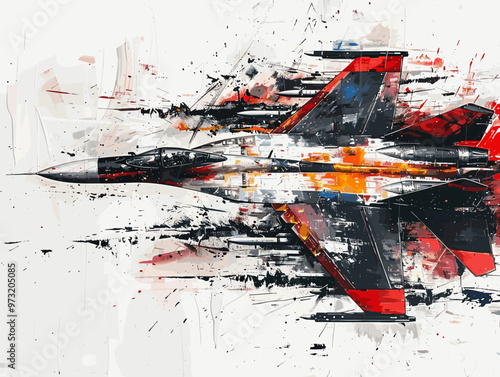 Fighter jet fighter jet aircraft illustration painting background. Military jet fighter jet in flight.