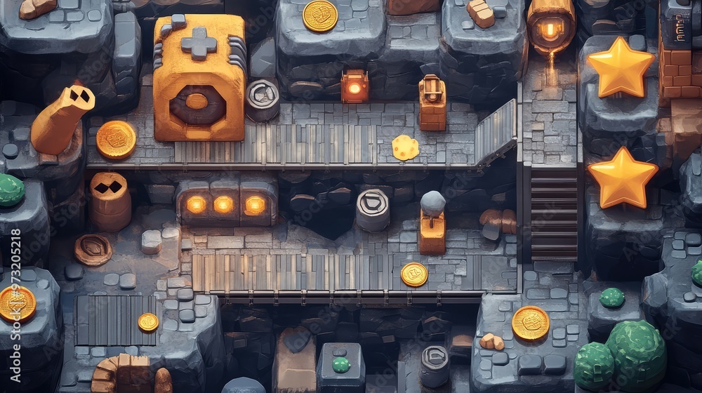 Retro Arcade Game Level Map Interface. AI generated illustration Retro Arcade Game Level Map Interface. AI generated illustration