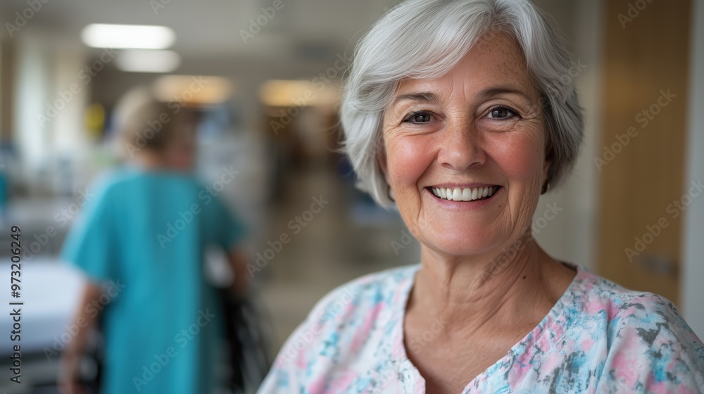 Joyful senior woman in a hospital setting embracing positive outlook for healthcare and recovery Joyful senior woman in a hospital setting embracing positive outlook for healthcare and recovery