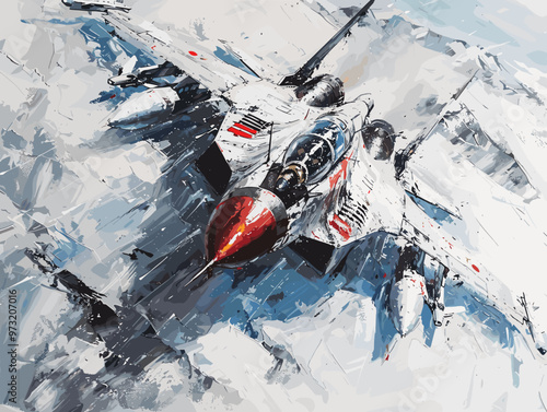 Fighter jet fighter jet aircraft illustration painting background. Military jet fighter jet in flight.