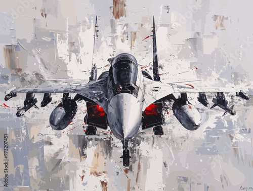 Fighter jet fighter jet aircraft illustration painting background. Military jet fighter jet in flight.