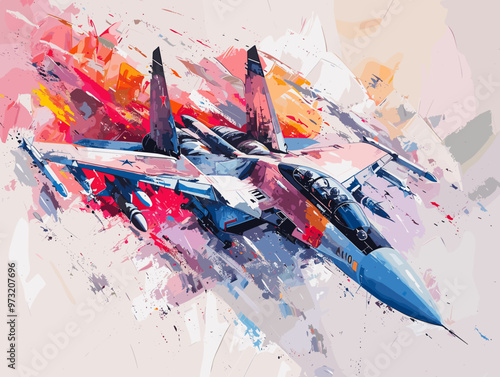 Fighter jet fighter jet aircraft illustration painting background. Military jet fighter jet in flight.