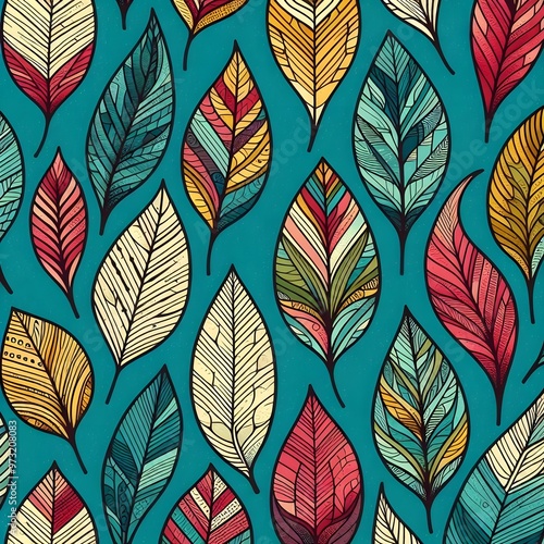 Seamless Floral Leaf Pattern Design Wallpaper Nature Design for Vintage Art Decoration Ornament Background 