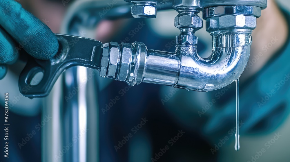 Plumber Repairing Water Pipe Under Sink. AI generated illustration Plumber Repairing Water Pipe Under Sink. AI generated illustration