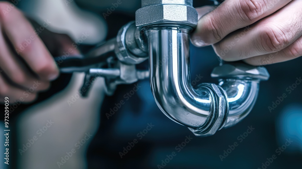 Plumber Repairing Water Pipe Under Sink. AI generated illustration Plumber Repairing Water Pipe Under Sink. AI generated illustration