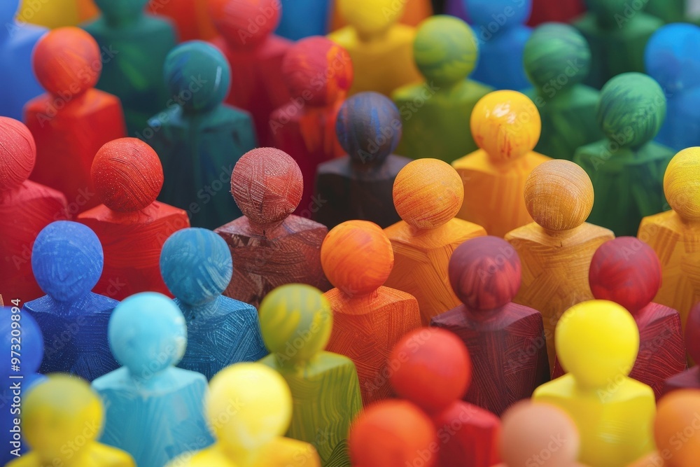 Large, vibrant crowd of diverse paper-cutout people, symbolizing unity, diversity, and community in a colorful style.. Beautiful simple AI generated image Large, vibrant crowd of diverse paper-cutout people, symbolizing unity, diversity, and community in a colorful style.. Beautiful simple AI generated image