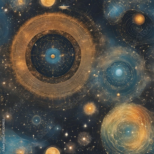 Sacred geometry spiral universe stars 