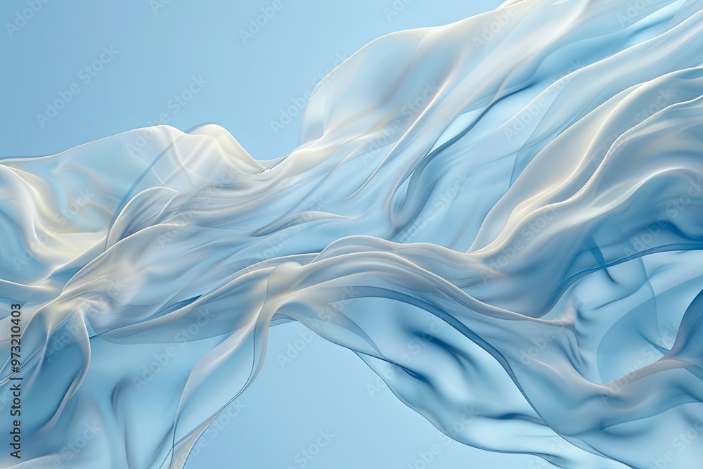 Obraz premium Clear flying fabric on a light blue background