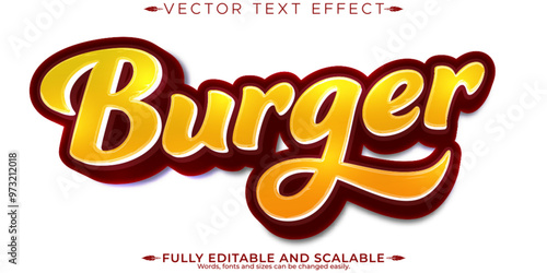 Burger editable text effect, editable food and fast text style