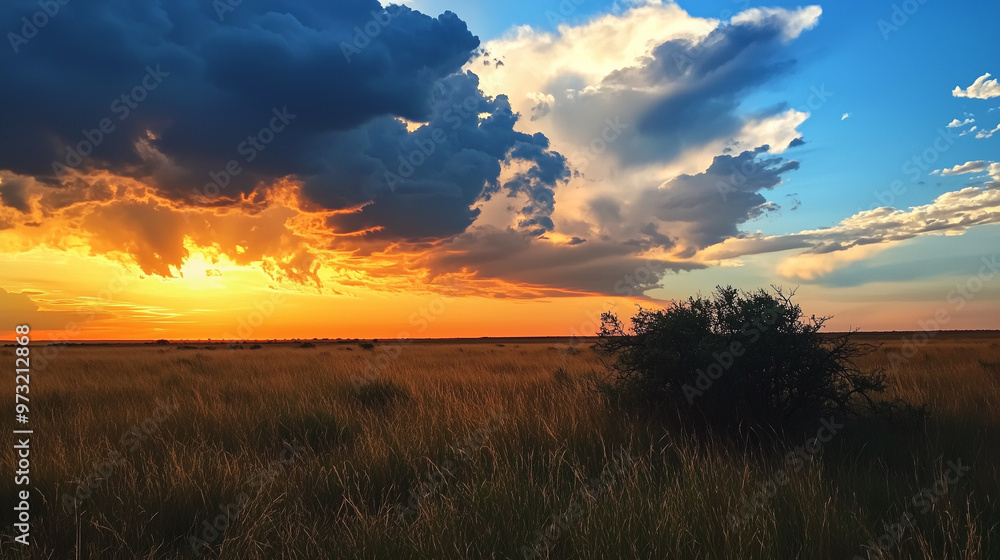 The most beautiful sunset over the plains The most beautiful sunset over the plains