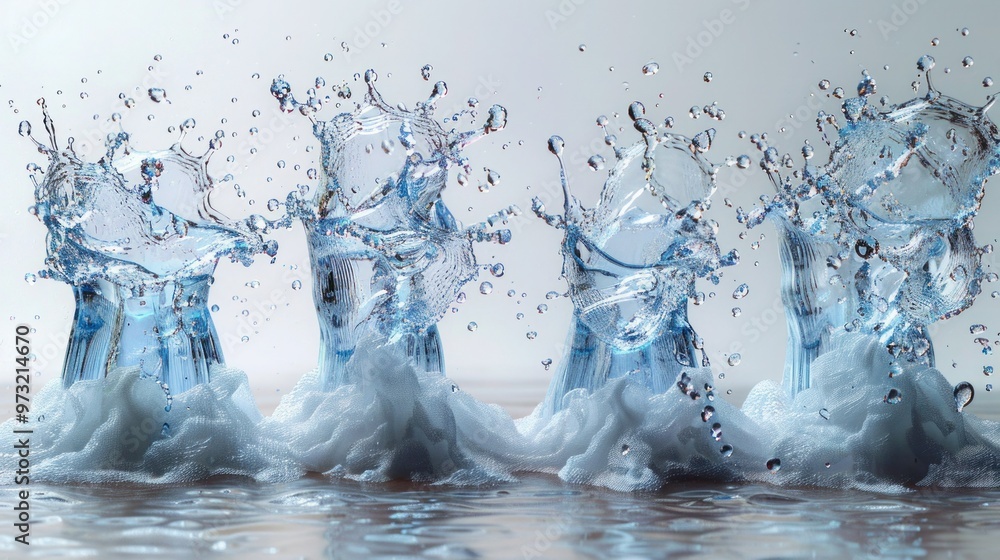 Fresh Water Splashing Set Isolated on White Background Fresh Water Splashing Set Isolated on White Background