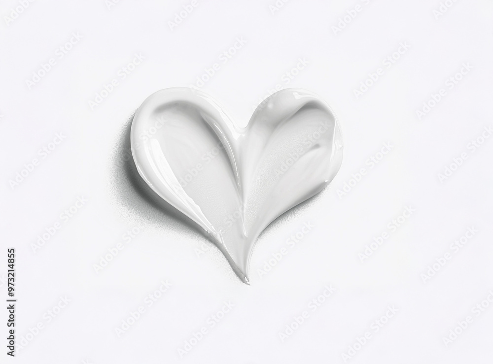 Hydrating Skincare Cream in a Heart Shape isolated, draw hear with skin cream swirl isolated, on white background. Cream Swirl, white Cream Swirl, cream Cream Swirl detail Hydrating Skincare Cream in a Heart Shape isolated, draw hear with skin cream swirl isolated, on white background. Cream Swirl, white Cream Swirl, cream Cream Swirl detail