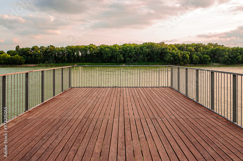 a fantastic terrace on the banks of the Danube river in Bratislava photo