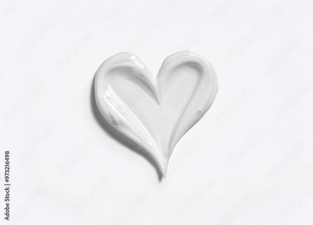Hydrating Skincare Cream in a Heart Shape isolated, draw hear with skin cream swirl isolated, on white background. Cream Swirl, white Cream Swirl, cream Cream Swirl detail Hydrating Skincare Cream in a Heart Shape isolated, draw hear with skin cream swirl isolated, on white background. Cream Swirl, white Cream Swirl, cream Cream Swirl detail