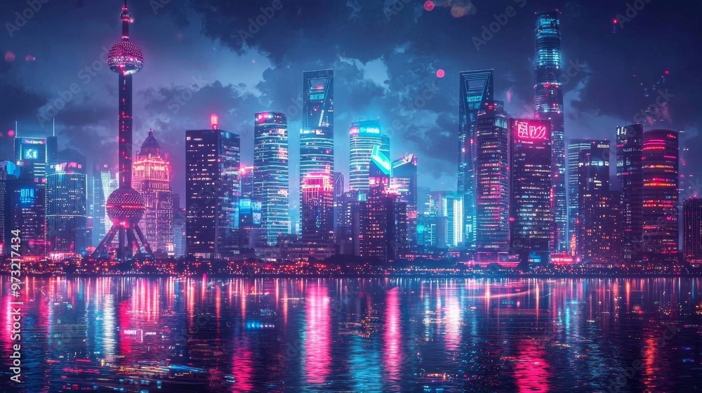A futuristic neon cityscape at night, where all the buildings and streets are lit up in bright, glowing colors, giving a sense of energy and excitement A futuristic neon cityscape at night, where all the buildings and streets are lit up in bright, glowing colors, giving a sense of energy and excitement