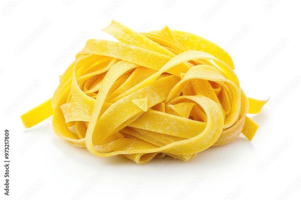 A compact arrangement of various pasta shapes on a clean white surface A compact arrangement of various pasta shapes on a clean white surface