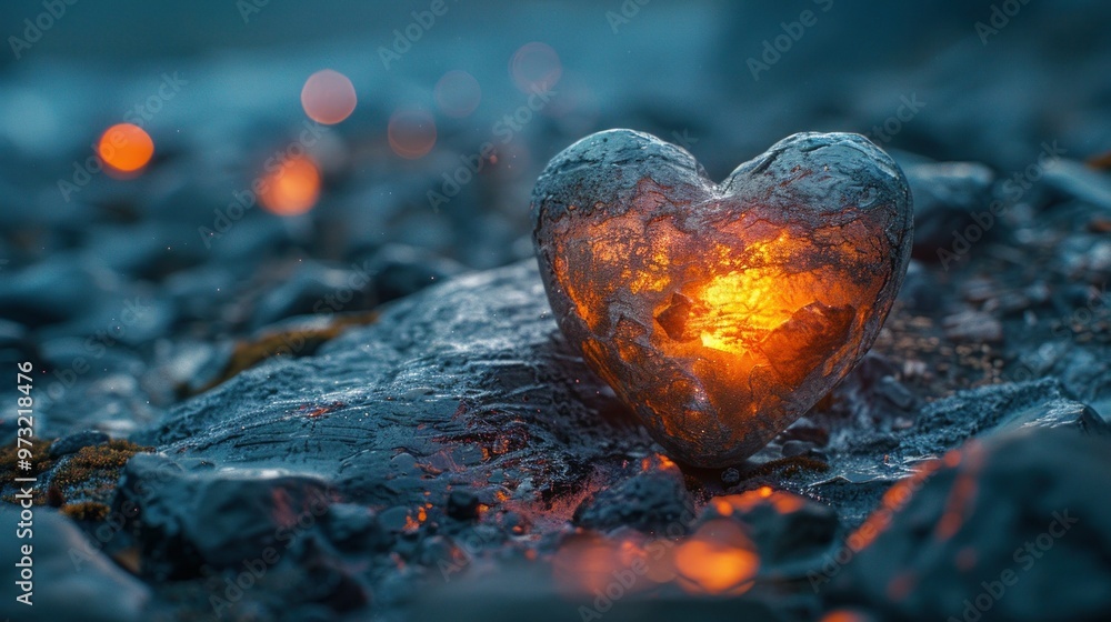 Heart-Shaped Stone with Copy Space for Text or Design