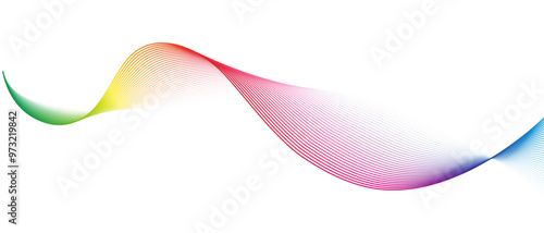 Abstract wave lines flowing dynamic rainbow spectrum gradient isolated on transparent background. Vector Illustration for concept of digital technology, communication, music, science, AI, Pride month