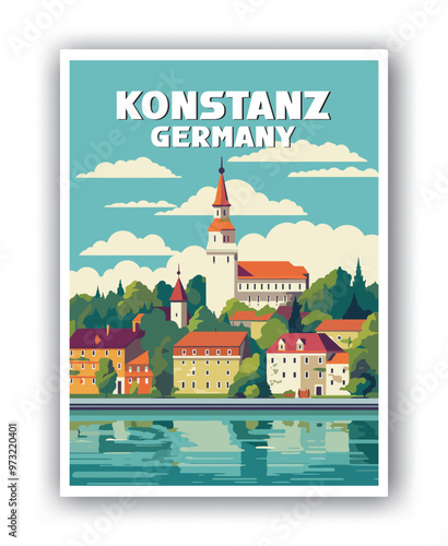 Konstanz, Germany Illustration Art. Travel Poster Wall Art. Minimalist Vector art