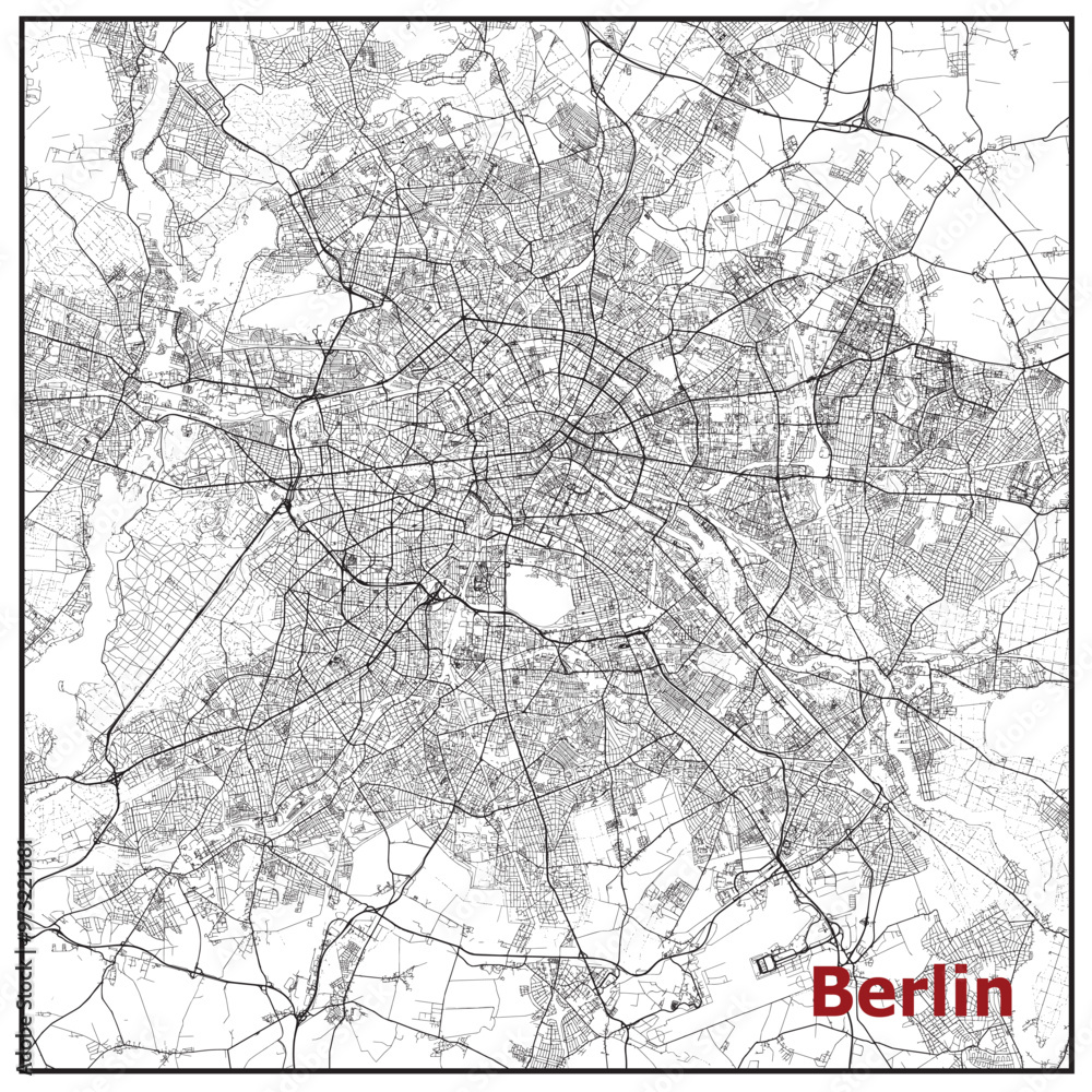 Fototapeta premium Berlin Outline Map Vector Illustration