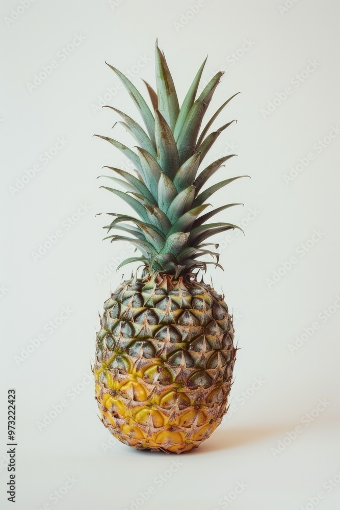 Fresh pineapple sitting on a clean white surface Fresh pineapple sitting on a clean white surface