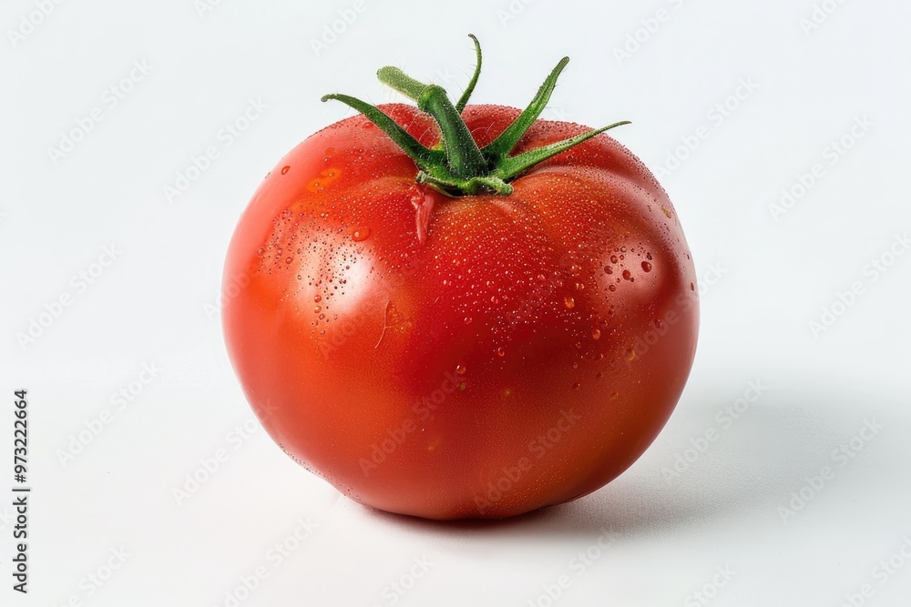 Fresh red tomato with water droplets on its surface, great for food or gardening imagery Fresh red tomato with water droplets on its surface, great for food or gardening imagery