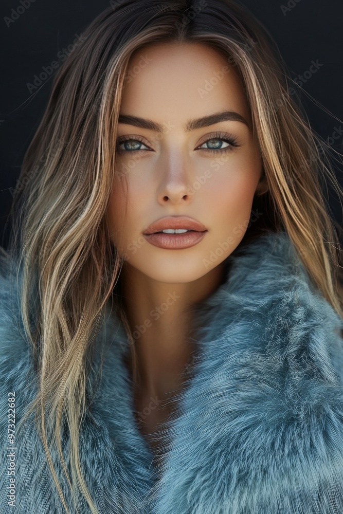 Elegant Woman with Striking Eyes and Luxurious Fur Coat Elegant Woman with Striking Eyes and Luxurious Fur Coat