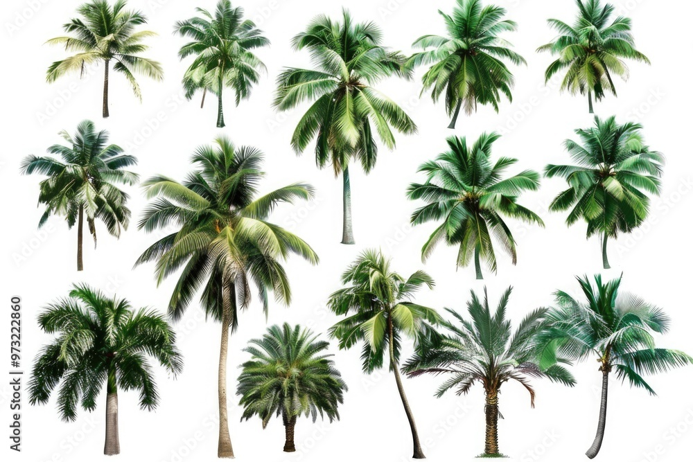 A collection of palm trees on a white background A collection of palm trees on a white background