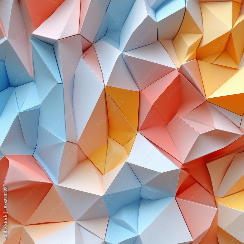 Obraz premium Abstract Geometric Pattern with Blue Orange and Yellow Triangles