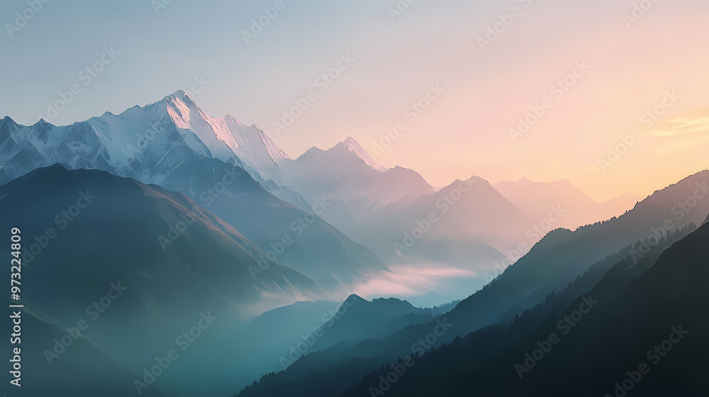 Obraz premium Cinematic view of a himalayan foothills photography fo background. Himalayan Mountains. Illustration