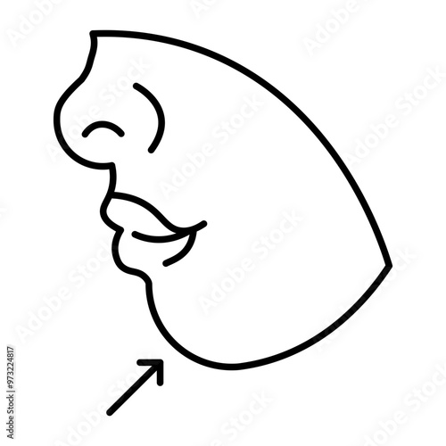 Chin Vector Line Icon Design