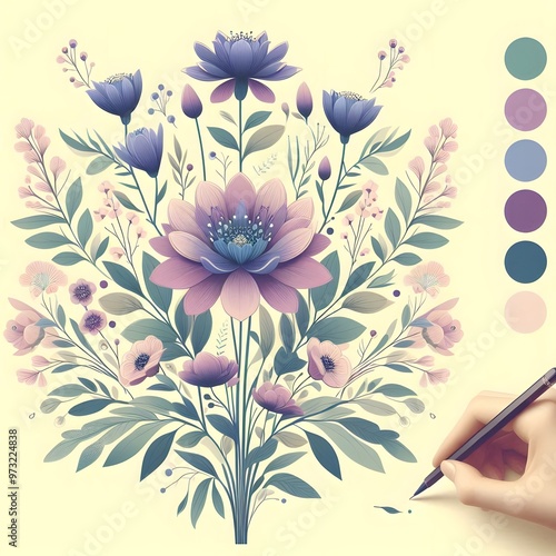 Floral seamless pattern with flowers and leaves Decorative vector pattern abstract background