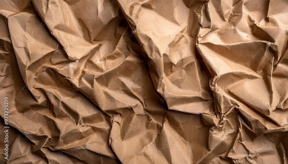 Close-Up of Wrinkled Brown Kraft Paper Texture with Organic Folds and Shadows, Highlighting the Natural Patterns and Creases of Recycled Material for Design Background or Eco-Friendly Concept Close-Up of Wrinkled Brown Kraft Paper Texture with Organic Folds and Shadows, Highlighting the Natural Patterns and Creases of Recycled Material for Design Background or Eco-Friendly Concept