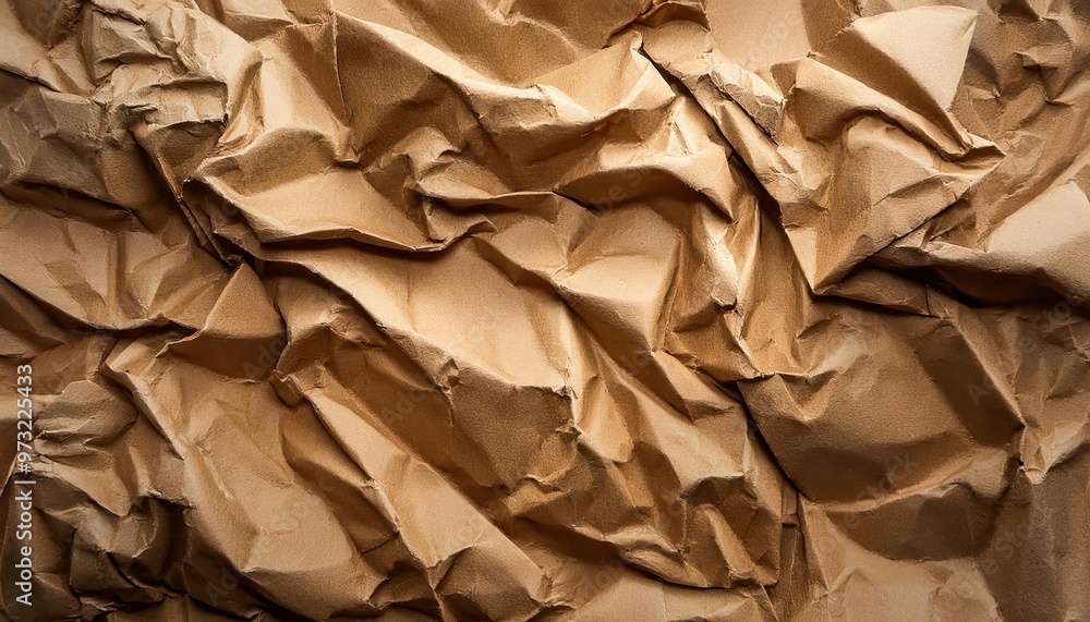 Close-Up of Wrinkled Brown Kraft Paper Texture with Organic Folds and Shadows, Highlighting the Natural Patterns and Creases of Recycled Material for Design Background or Eco-Friendly Concept Close-Up of Wrinkled Brown Kraft Paper Texture with Organic Folds and Shadows, Highlighting the Natural Patterns and Creases of Recycled Material for Design Background or Eco-Friendly Concept