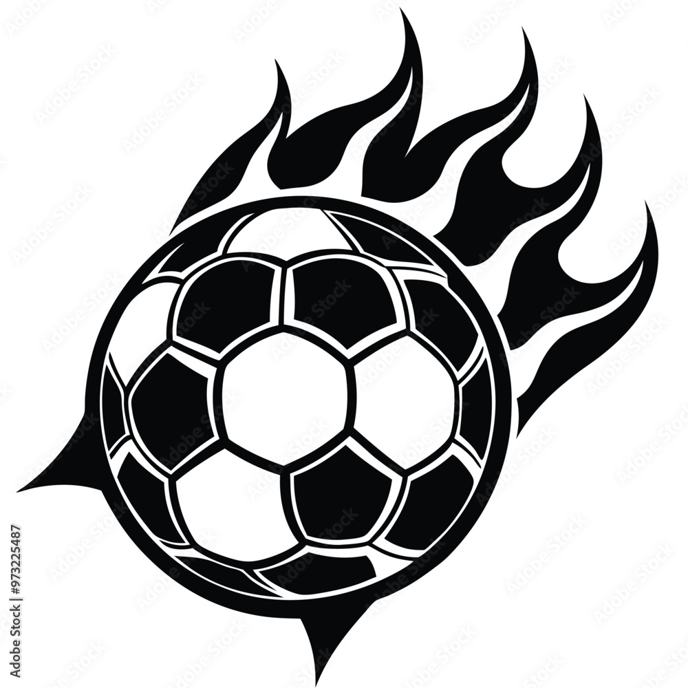 Obraz premium Hot soccer ball fire logo silhouette. football club graphic design logos or icons. vector illustration