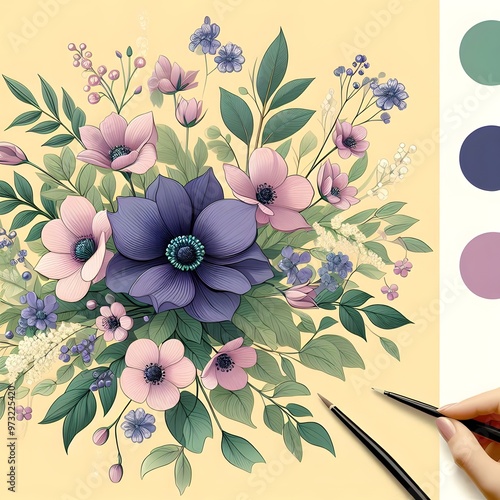 Floral seamless pattern with flowers and leaves Decorative vector pattern abstract background