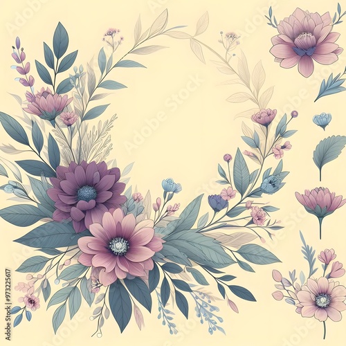 Floral seamless pattern with flowers and leaves Decorative vector pattern abstract background