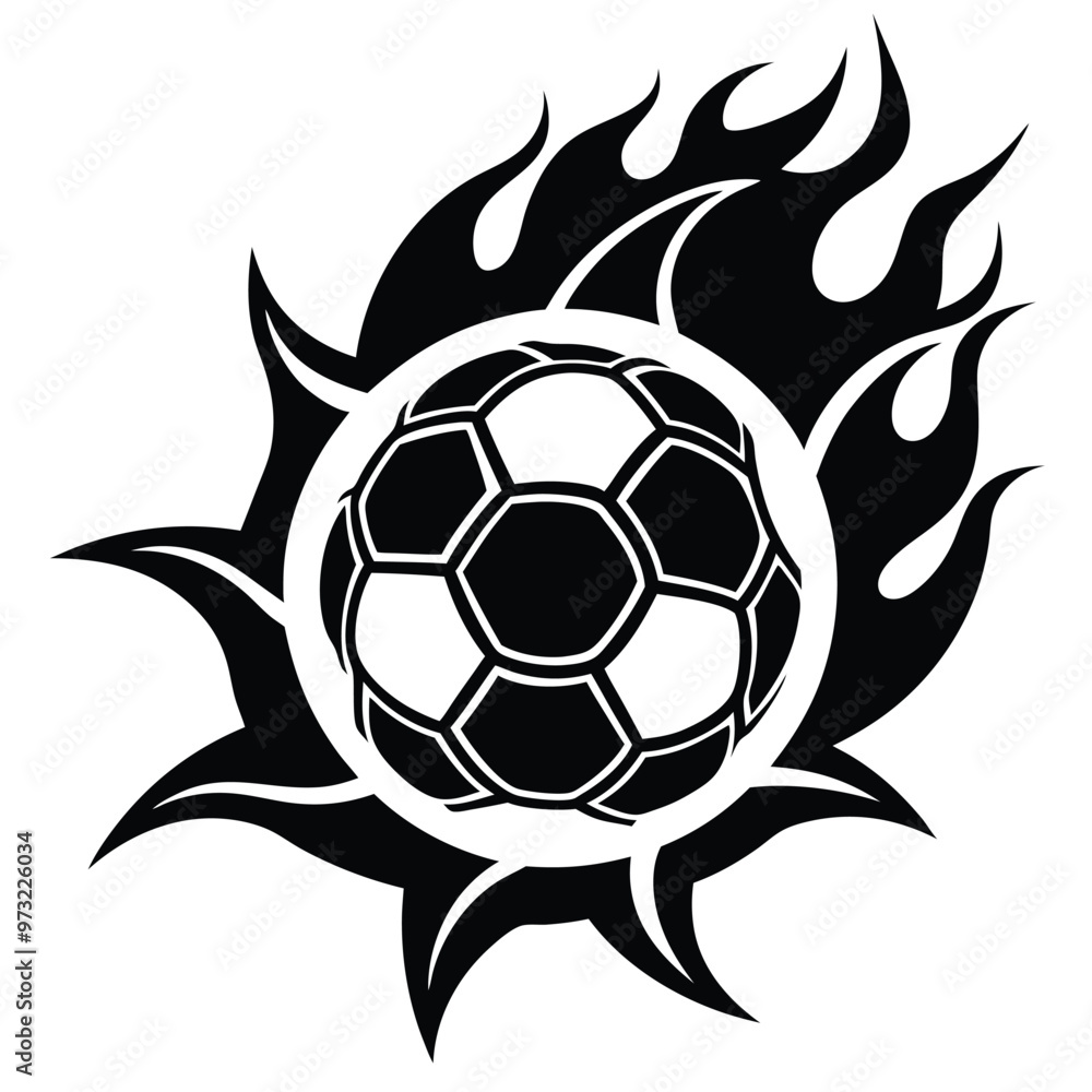 Obraz premium Hot soccer ball fire logo silhouette. football club graphic design logos or icons. vector illustration
