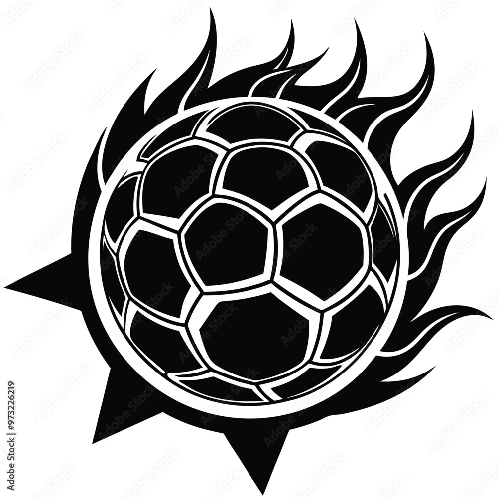 Obraz premium Hot soccer ball fire logo silhouette. football club graphic design logos or icons. vector illustration