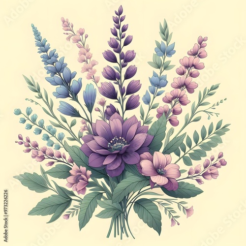 Floral seamless pattern with flowers and leaves Decorative vector pattern abstract background