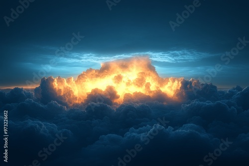 Majestic Thunderstorm Clouds with Vibrant Lightning Illumination