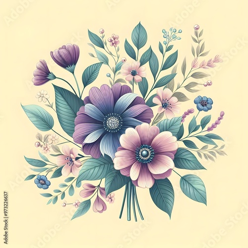 Floral seamless pattern with flowers and leaves Decorative vector pattern abstract background
