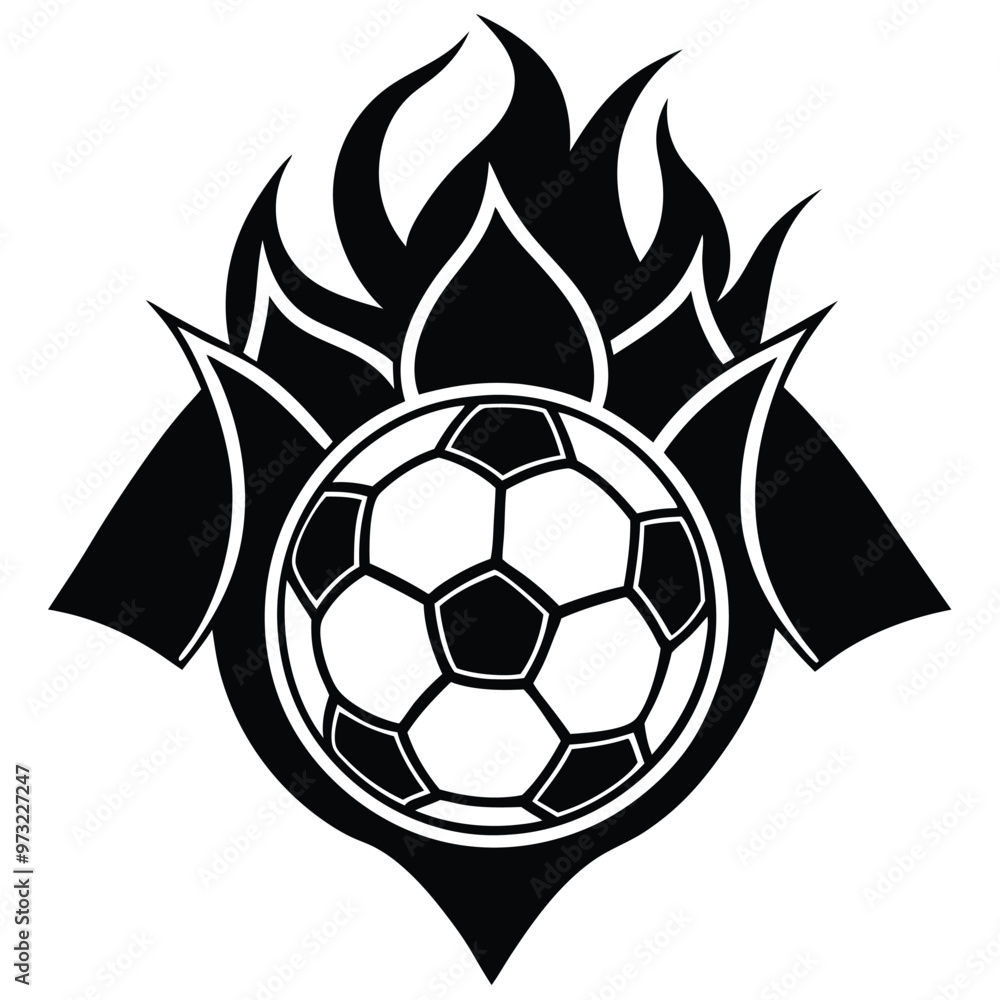 Obraz premium Hot soccer ball fire logo silhouette. football club graphic design logos or icons. vector illustration