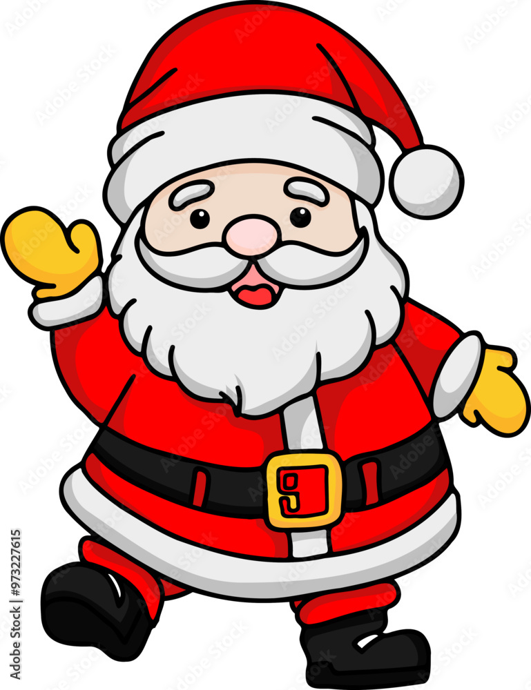 Cartoon Santa Claus smiling in hello posture Cartoon Santa Claus smiling in hello posture