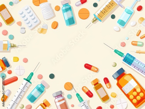 Medical Supplies and Pills Background.