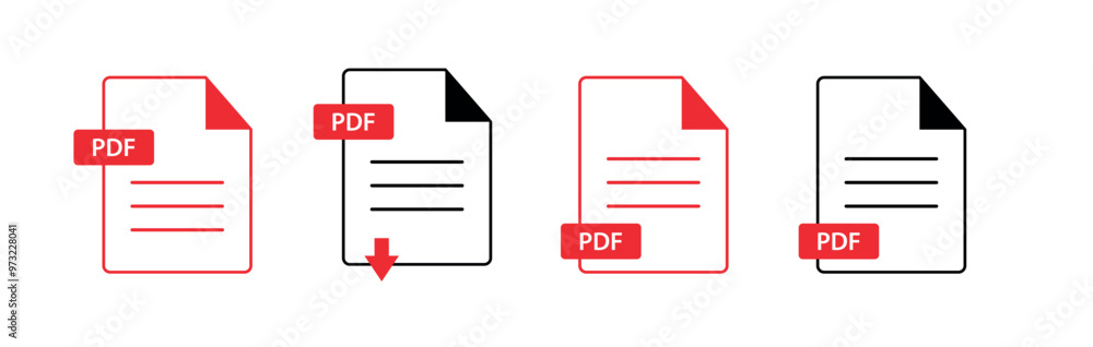 Set Of PDF Vector Icon & Symbol Illustration Isolated on White Background Set Of PDF Vector Icon & Symbol Illustration Isolated on White Background