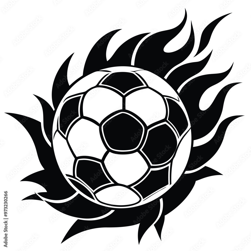 Obraz premium Hot soccer ball fire logo silhouette. football club graphic design logos or icons. vector illustration