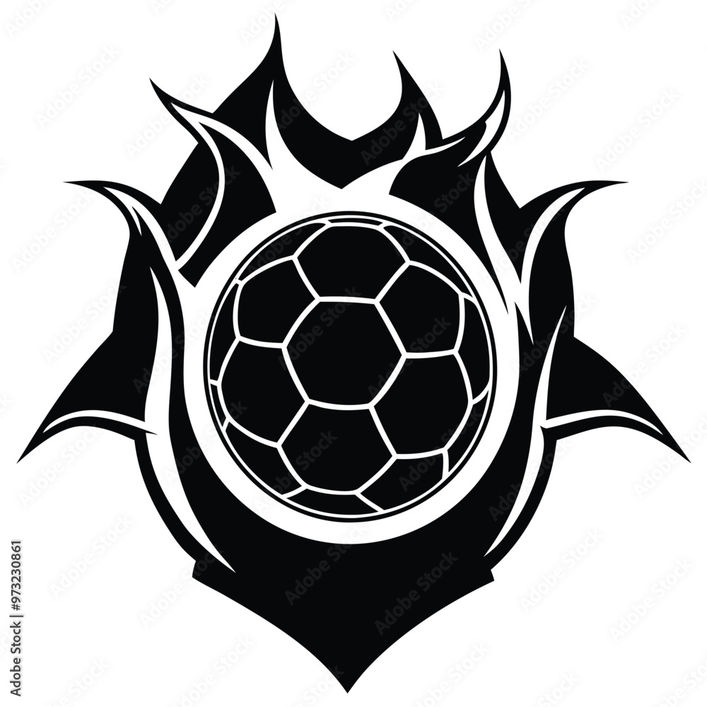 Obraz premium Hot soccer ball fire logo silhouette. football club graphic design logos or icons. vector illustration