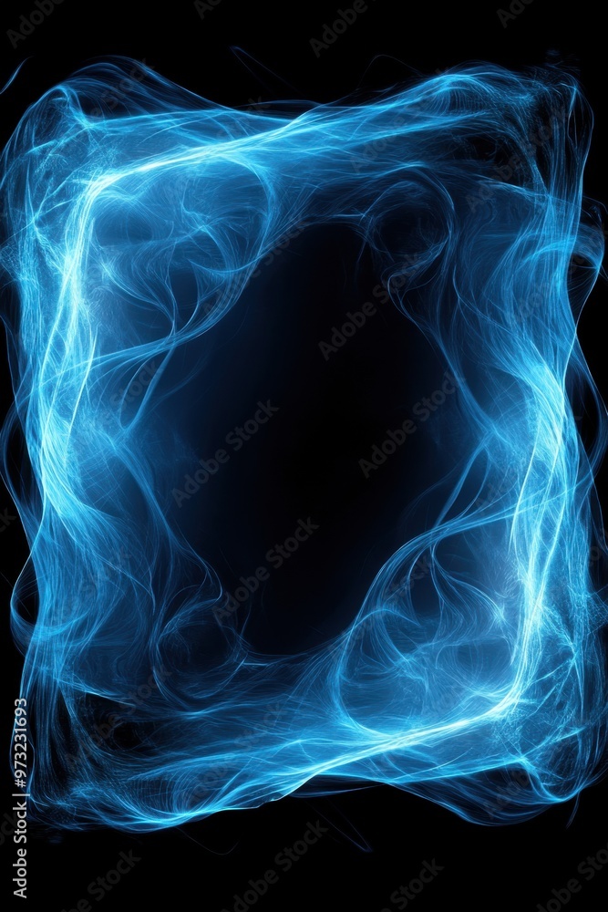 Electric Blue Energy Frame on Black Background Electric Blue Energy Frame on Black Background